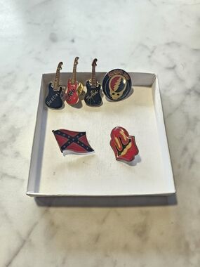 Assorted Music Pins Greatful Dead Cars Beatles Rolling Stones
